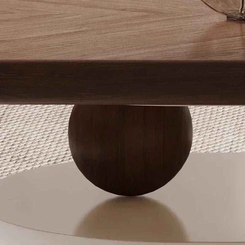 Coffee Table，SideTable，Antique Style Tea Table， Minimalist Round Curved Edge Modern Retro Living Room Walnut Colour