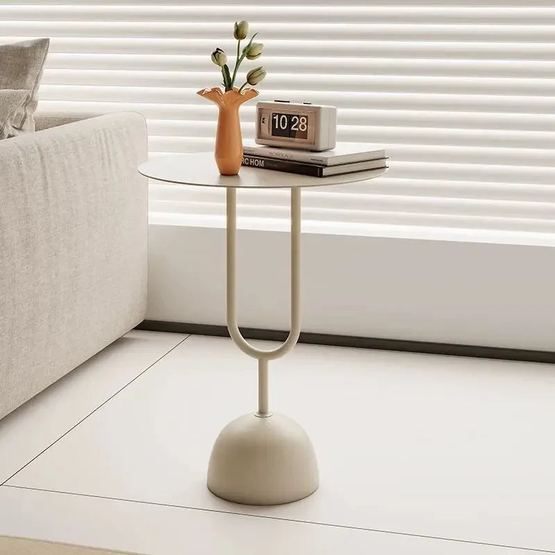 Metal Coffe Table Small End Table Round Side Table Modern Coffee Drink Cocktail Table Accent Pedestal Tables for Living Room