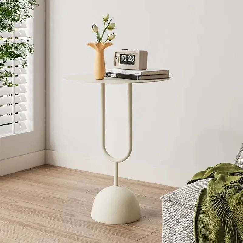 Metal Coffe Table Small End Table Round Side Table Modern Coffee Drink Cocktail Table Accent Pedestal Tables for Living Room