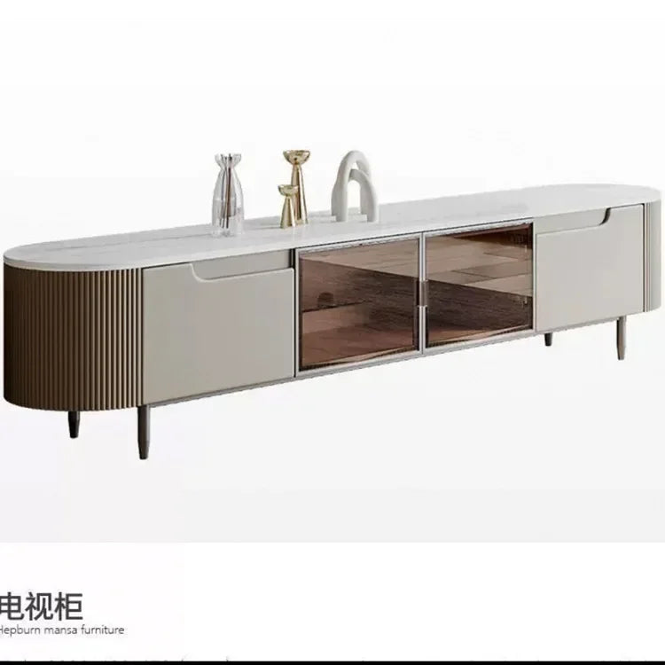 Coffee Table set living room round combination rock panel coffee table living room tempered glass TV cabinet creative furniture