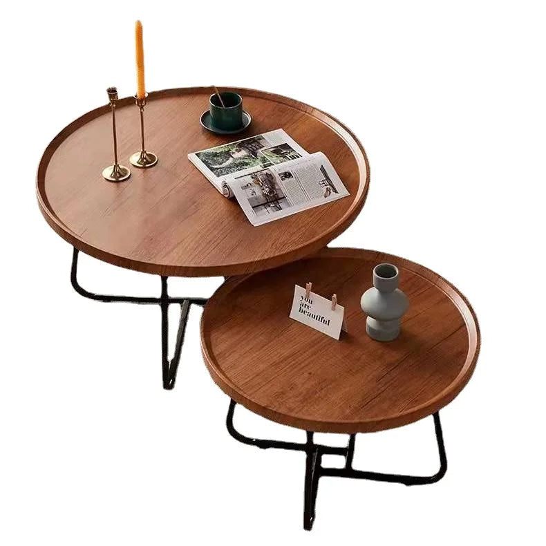 Multi functional coffee table, modern minimalist living room, household circular combination side table
