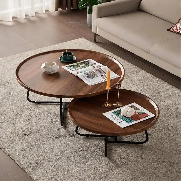 Multi functional coffee table, modern minimalist living room, household circular combination side table