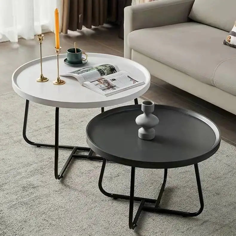 Multi functional coffee table, modern minimalist living room, household circular combination side table